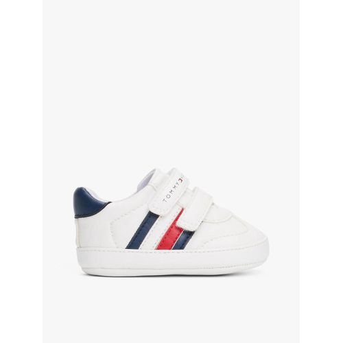 Baskets  Talon Contrast Et Drapeau Stripe Low Cut Velcro Sneaker/White/Blue - 19