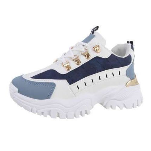 Baskets Basses Femme - Blanc Et Bleu Taille 38 (A91)