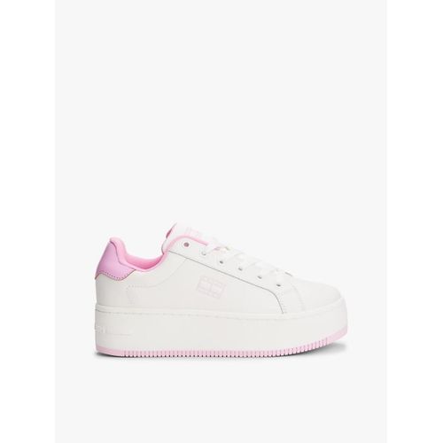 Baskets Compenses Crantes Vernies Avec Cuir Tjw Flatform Patent Sneaker/Ecru/Carnival Pink - 38