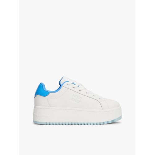 Baskets Compenses Crantes Vernies Avec Cuir Tjw Flatform Patent Sneaker/Ecru/Copenhagen Blue - 40