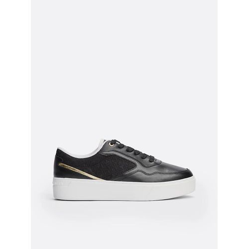 Baskets Compenses Th Monogram En Cuir Platform Monogram Sneaker/Black - 36