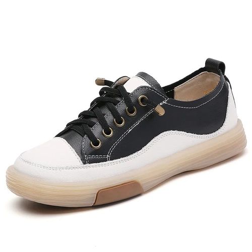 Baskets De Tennis En Cuir Vritable Pour Femmes,Chaussures Dcontractes De Luxe,Basses,Plates,Larges,Parker,Douces,Peu De Temps
