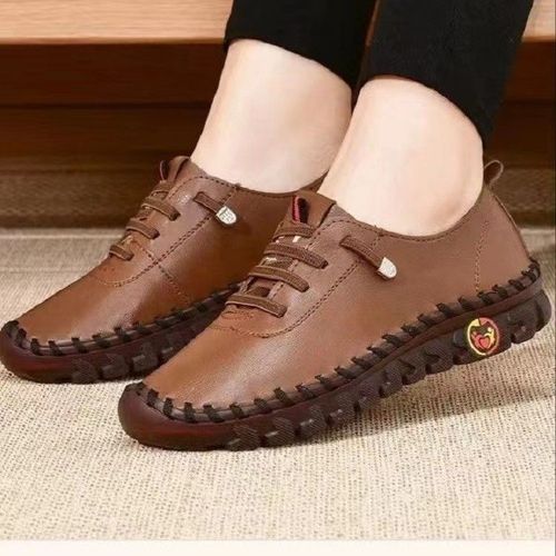 Baskets En Cuir  Lacets Pour Femmes,Chaussures Plates,Mocassins Dcontracts,Confortables,Colonne Vertbrale,Printemps,2024 - 37