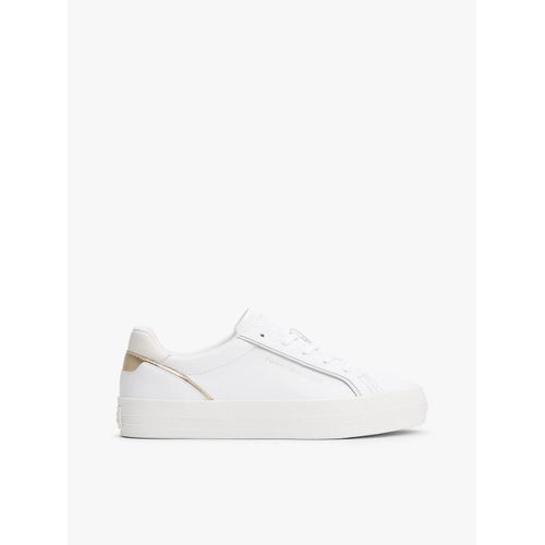 Baskets En Cuir  Logo Mtallis Gaufr Essential Vulc Sneaker/White/Gold - 39