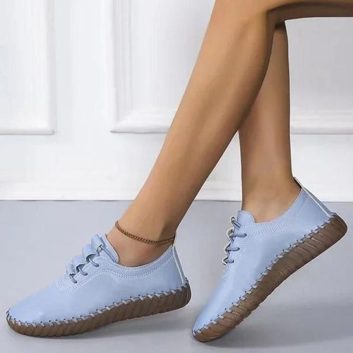 Baskets En Cuir  Plateforme Pour Femmes,Mocassins  Lacets,Chaussures Plates Dcontractes,Chaussure Vertbrale,Tendance Printemps 2024 - 36