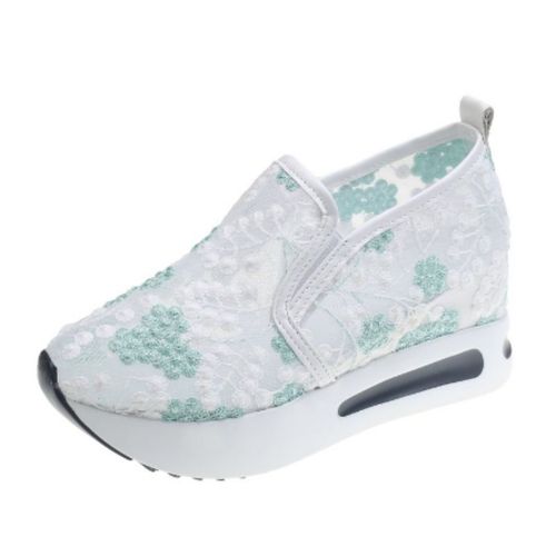 Baskets En Maille Brode Florale Pour Femme,Chaussures  Talons Confortables Et Dcontractes - 38