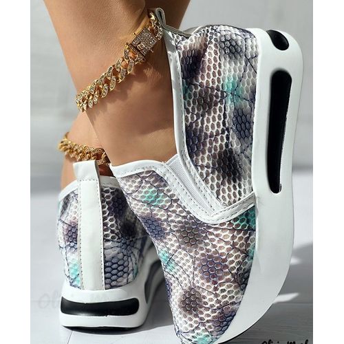 Baskets En Maille Brode Florale Pour Femme,Chaussures  Talons Confortables Et Dcontractes - 35