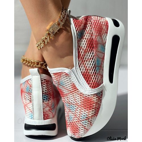 Baskets En Maille Brode Florale Pour Femme,Chaussures  Talons Confortables Et Dcontractes - 35