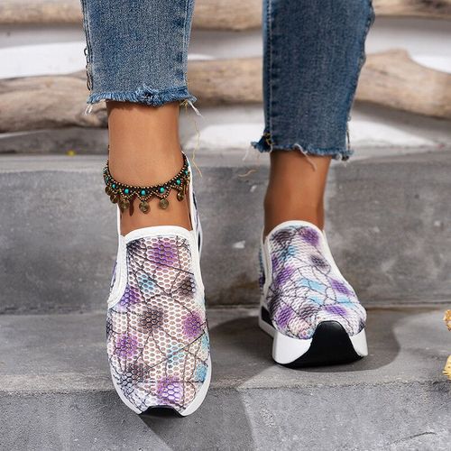 Baskets En Maille Brode Florale Pour Femme,Chaussures  Talons Confortables Et Dcontractes - 41
