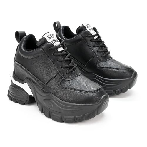 Baskets Femme,  Plateforme, Ps098, Noir 38 Eu