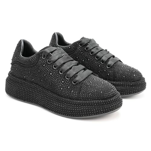 Baskets Femme, Avec Pierres, Ps097, Noir 38 Eu