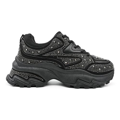 Baskets Femme, En Cuir Sud, Ps044, Noir 37 Eu