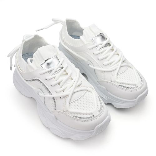 Baskets Femme, En Textile, Ps054, Blanc 38 Eu