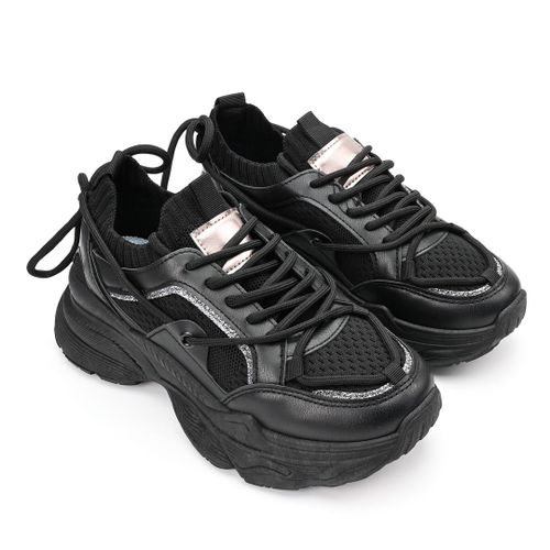 Baskets Femme, En Textile, Ps054, Noir 39 Eu