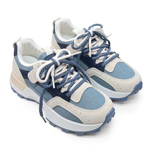 Baskets Femme, En Textile, Ps070, Bleu 39 Eu