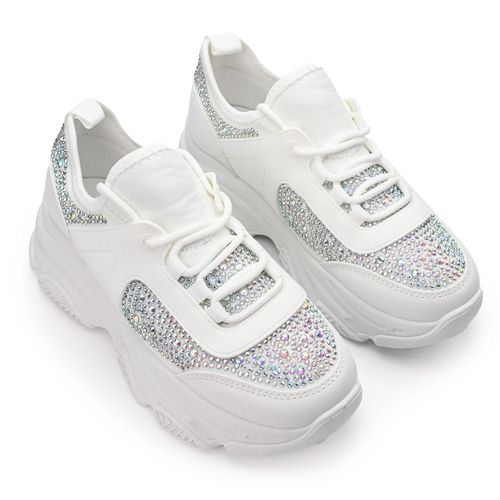 Baskets Femme, Ornes De Pierres, Ps051, Blanc 38 Eu