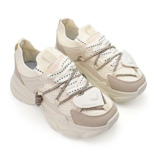 Baskets Femme, Ps031, En Textile, Beige 40 Eu