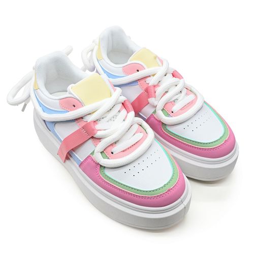 Baskets Femme, Ps081, En Cuir cologique, Multicolore 36 Eu