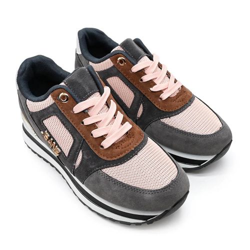 Baskets Femme, Ps083, Talon Flatform Avec Garnitures En Cuir Sud, Rose 37 Eu