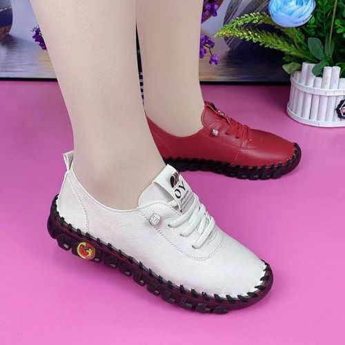 Baskets Plates En Cuir  Lacets Pour Femmes,Chaussures  Plateforme,Mocassins  Enfiler,Chaussure Vertbrale Dcontracte,Printemps, - 41