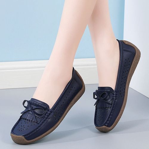 Baskets Plates En Cuir  Plateforme Pour Femmes,Mocassins Dcontracts,Chaussures Spinales Noires,Bas Prix,Printemps, - 36