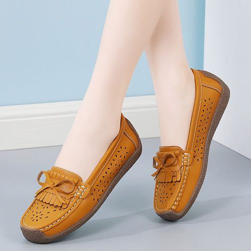 Baskets Plates En Cuir  Plateforme Pour Femmes,Mocassins Dcontracts,Chaussures Spinales Noires,Bas Prix,Printemps, - 35