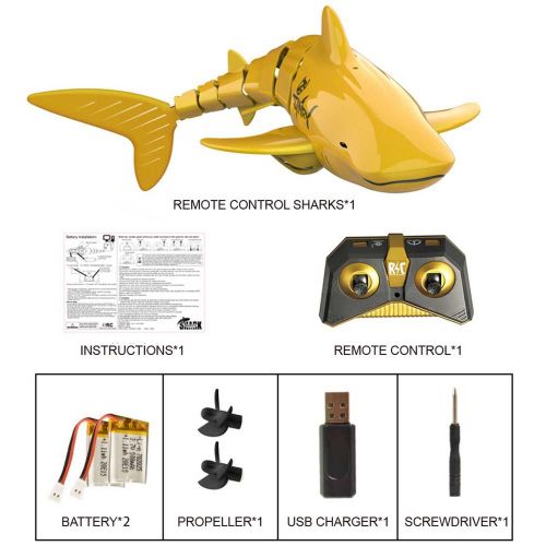Bateau De Requin Dor Radiocommand Pour Enfant, Robot De Simulation Radio, Modle De Requin, Tlcommande lectronique, Jouets Animaux De Natation, 2.4g