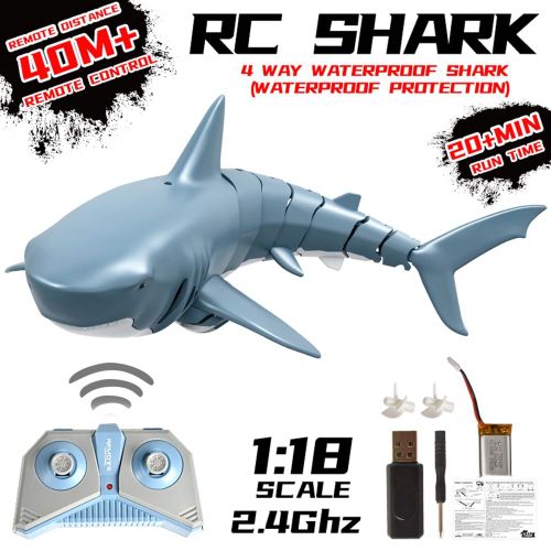 Bateau Requin Tlcommand 2.4g, Jouet De Requin Tlcommand  4 Voies, tanche, Rc, Poisson De Natation, Simulation, Recharge tanche
