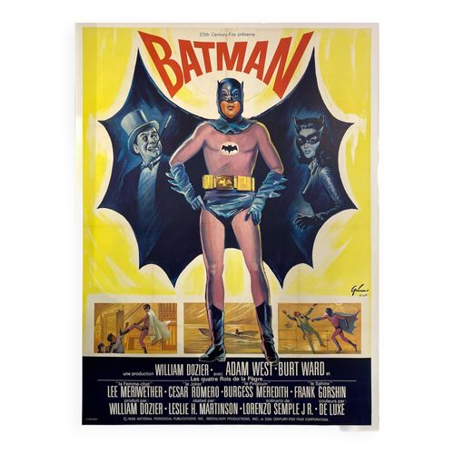 Batman Rare Affiche De Film 120x160 Cm 1966 Adam West Bob Kane Dc Comics Jaune