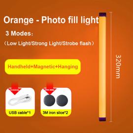 Baguette lumineuse RGB LED portable, bâton d'éclairage coloré pour