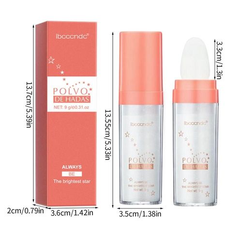 Bton De Poudre De Surligneur Ferique Longue Dure, Bton De Poudre  Paillettes Ferique En 3 Dimensions Pour Le Visage Et Le Corps Pour Femmes