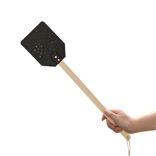 Bton En Bois Noir Poigne Mosquito Swatter Manuel Tapette  Mouches Pu Cuir Mosquito Swatter