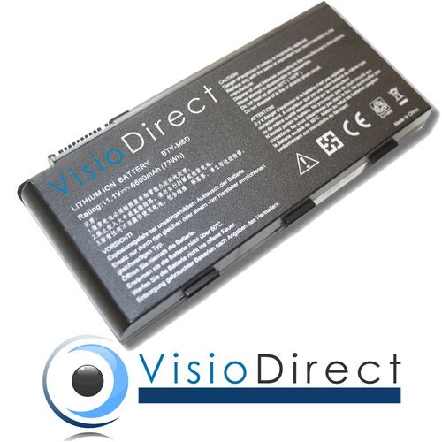 Batterie 11.1V 6600mAh pour ordinateur portable MSI GT780 GT780D GT780DX GT780R GT783 GT783R GX660 GX660D GX660DX GX660DXR Series - Visiodirect -