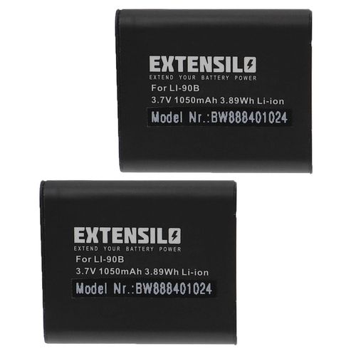Batterie EXTENSILO 2x compatible avec Olympus TG-1, DS-9500, DS-2600, SH-50 iHs, Powers SP-100, DS-9000, appareil photo TG-Tracker (1050 mAh, 3,7 V, Li-Ion)