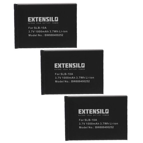 Batterie EXTENSILO 3x compatible avec Samsung WB151F, WB200F, WB201F, WB152F, WB151, WB150F, WB250, WB250F, WB280F, WB2100 (1000mAh, 3.7V, Li-ion)