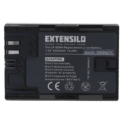Batterie EXTENSILO compatible avec Canon EOS 60D, 5D Mark III, 5D Mark IV, 6D, 60Da, 5DS, 5DS R, 70D, 6D Mark II, 5D Mark II, appareil photo 7D (2250 mAh, 7.2 V, L