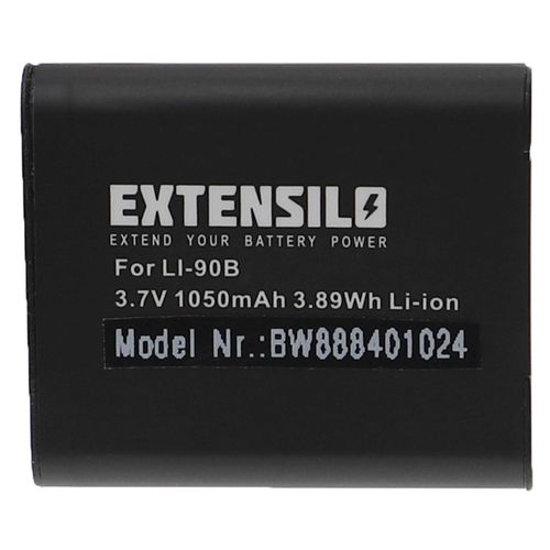 Batterie EXTENSILO compatible avec Olympus TG-1, DS-9500, DS-2600, SH-50 iHs, Powers SP-100, DS-9000, camra TG-Tracker (1050 mAh, 3,7 V, Li-Ion)