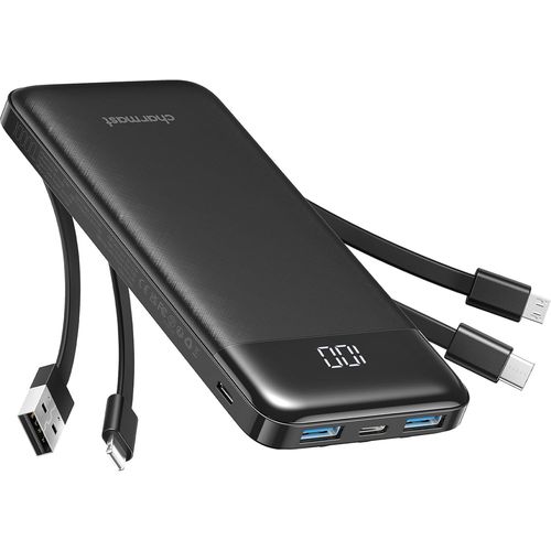 Batterie Externe 10000mah Avec 4 Cbles Intgrs Batterie Portable Usb C Mince Power Bank Avec 6 Sorties Et 3 Entres Pour Iphone 12 13 11 Samsung S21 S22.[F2349]
