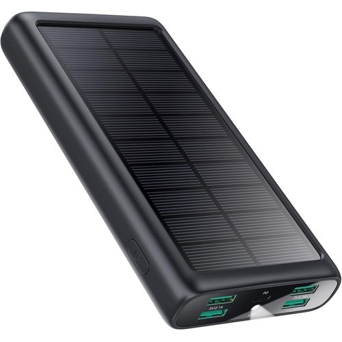 Batterie Externe 26800mah Power Bank Avec 5 Sorties, Usb C (In&out) Batterie Portable 15w Pd 3a Charge Rapide Chargeur Portable Avec Led Lampe De Poche, Ip65 Chargeur Solaire Pour Iphone Samsung Etc.