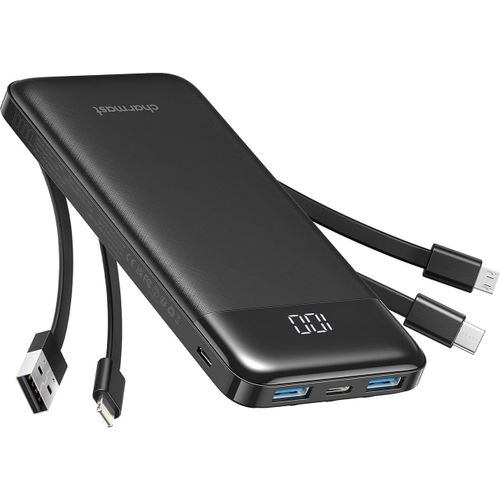 Batterie Externe Avec 4 Cbles Intgrs 10000mah Batterie Portable Usb C Mince Power Bank Avec 6 Sorties Et 3 Entres Pour Iphone 12 13 11 Samsung S21 S22 (Sombre)[Car783500]