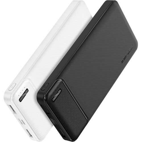 Batterie Externe Lot De 2, 10000mah Power Bank, Batterie Externe Charge Rapide Usb C Input & Output Powerbank Compatible Avec Iphone, Huawei, Samsung, Ipad, Tablette (Noire Et Blanche).[F843]