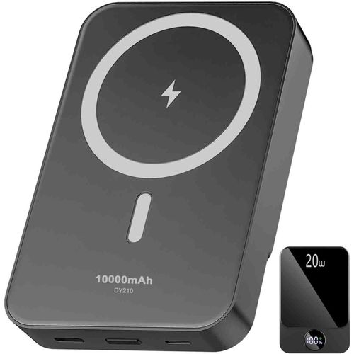 Batterie Externe Magntique, 10000mah Power Bank Pd 20w Charge Rapide, Powerbank Sans Fil Usb-C Input&output cran Led, Chargeur Externe Compatible Avec Iphone 16 15 14 13 Pro Samsung Android Etc