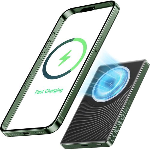 Batterie Externe Magnetique, Compacte 10000mah Power Bank 20w Sans Fil Charge Rapide Induction Portable Mini Legere Powerbank Usb C Pour Iphone 15/14/13/12 Plus Pro Serie Samsung (Plus Vert)[X405]