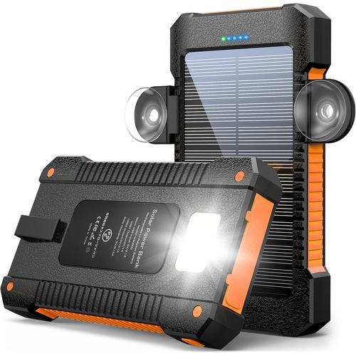 Batterie Externe Solaire 26 800 Mah Avec Support  Ventouse, Chargeur Solaire 3 Ports Pour Une Charge Rapide De 15 W, Avec Lampe Torche/Sos/Stroboscope, Batterie Externe tanche Pour Tlpho[H1036]