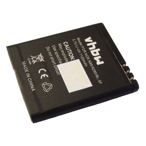 Batterie Li-Ion 1100mah (3.7v) Vhbw Pour Tlphone Portable Smartphone Nokia E65, N93, N93i, N95, N96, X5, X5-01, X5-Scdma Comme Mp-S-O, Bl-5f.