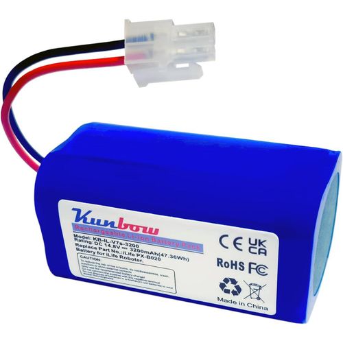 Batterie Li-Ion 3200 Mah De Rechange Pour Robot Aspirateur Ilife A4, A4S, A6, V7, V7S Plus, V7S Pro, X620, Y8H4 (14,8 V/47,36 Wh)[SSE7115786]