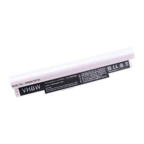 vhbw Batterie compatible avec Samsung N110, N120, N130, N140, N510, NC10, NC20, ND10, ND20 laptop (6600mAh, 11,1V, Li-ion, blanc)