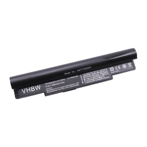 vhbw Batterie compatible avec Samsung N110, N120, N130, N140, N510, NC10, NC20, ND10, ND20 laptop (6600mAh, 11,1V, Li-ion, noir)