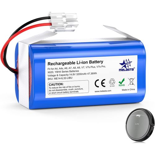 Batterie Pour Aspirateur 14.8V 3200Mah Li-Ion Batterie Pour Ilife A4, A4S, A6, V7, A6, A7, A8, A9, V7S Plus, V7S Pro, X620, Y8H4 Series, Batterie Pour Dibea D960 Gt200 Gt9 V750 V78[SSE7113672]