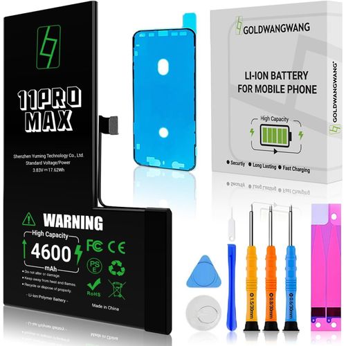 Batterie Pour Iphone 11 Pro Max, 4600mah De Haute Capacit, Compatible Avec A2161/A2218/A2220, 0 Cycles, Kit De Rparation Complet, Certifie Ce/Rohs/Fcc/Pse